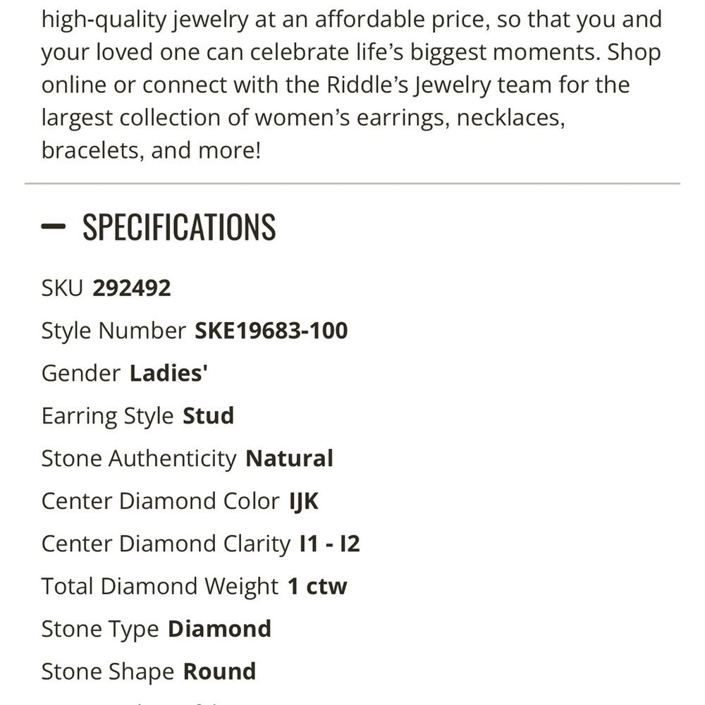 Beautiful 1ct TW diamond stud earrings in 10k WG plating